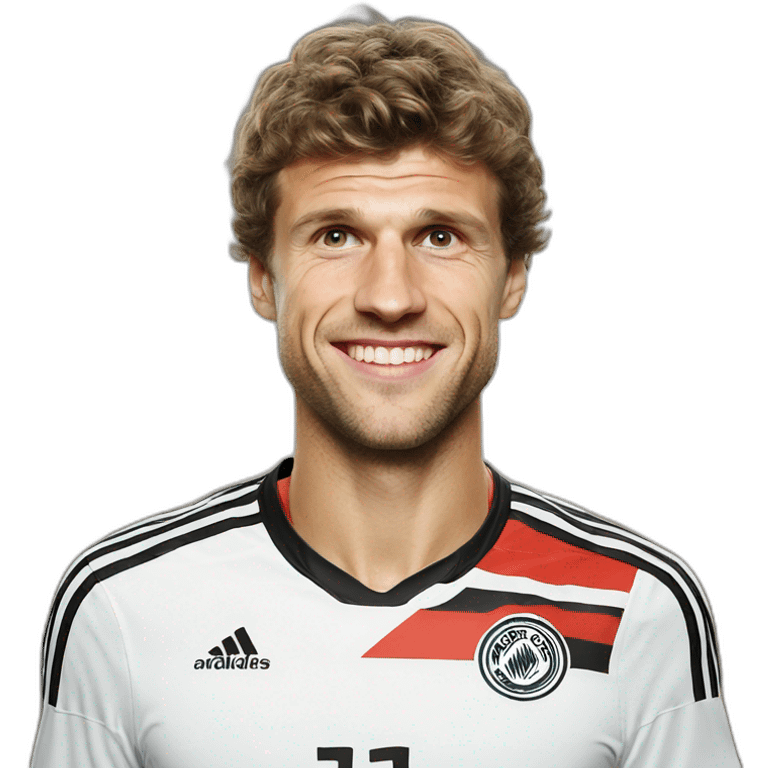 German football player Thomas Muller is eating emoji