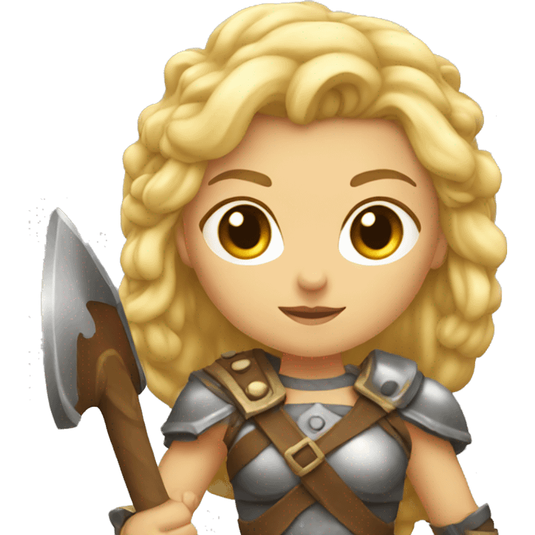 Female barbarian with blonde hair battle axe emoji