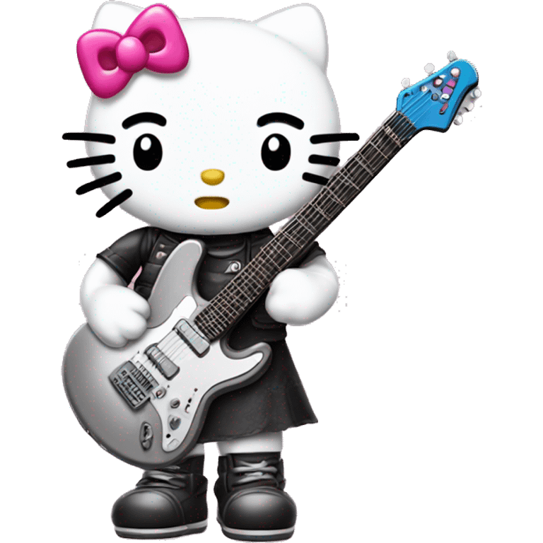 hello kitty with a electronic guitar and metal aesthetic  emoji