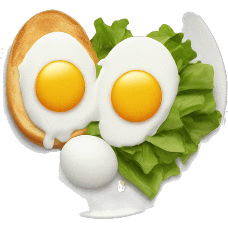 breakfast that consists of scrembled eggs and a salad emoji