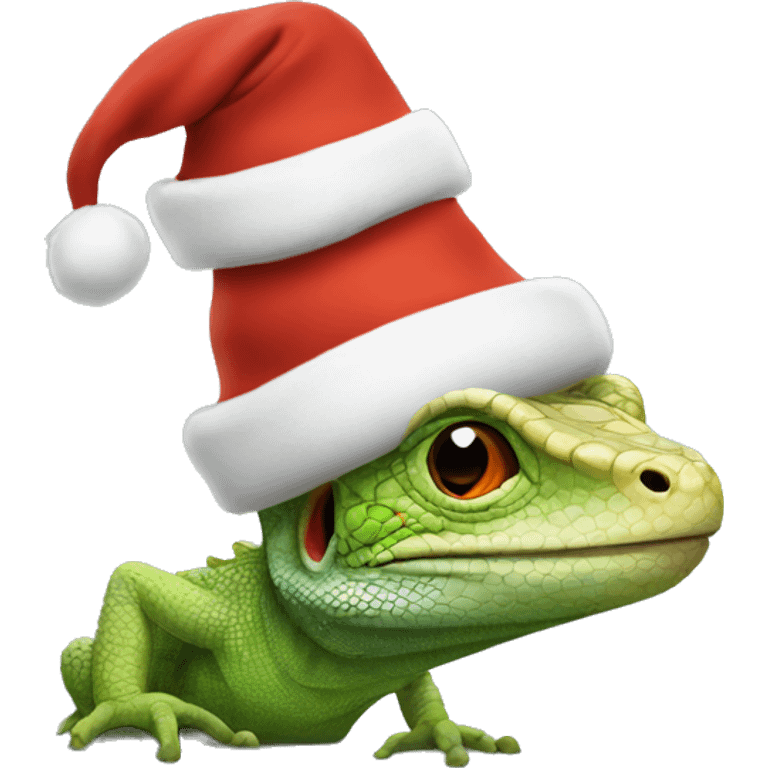 Lizard in Santa’s hat emoji