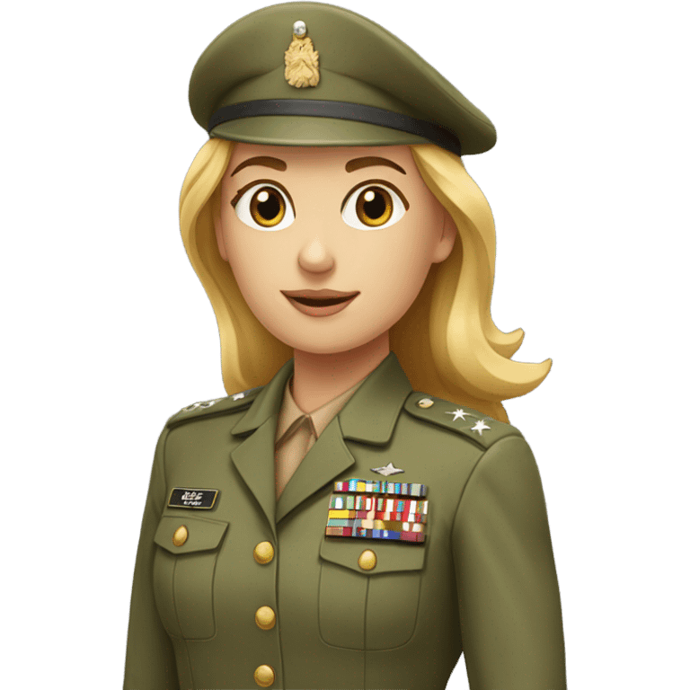 Woman blond/light brown hair white soldier saluting emoji