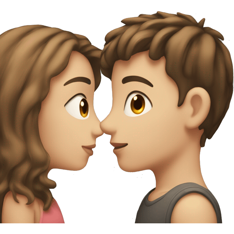 a boy with fair skin and dark hair kisses a girl with fair skin and light brown hair emoji