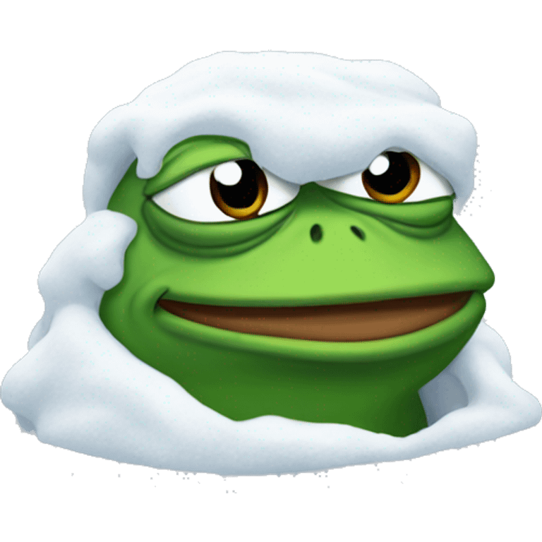 pepe the frog covered in snow emoji