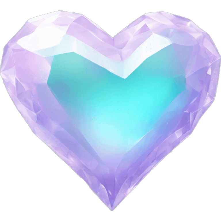 pastel lilac and cyan iridescent crystal heart emoji