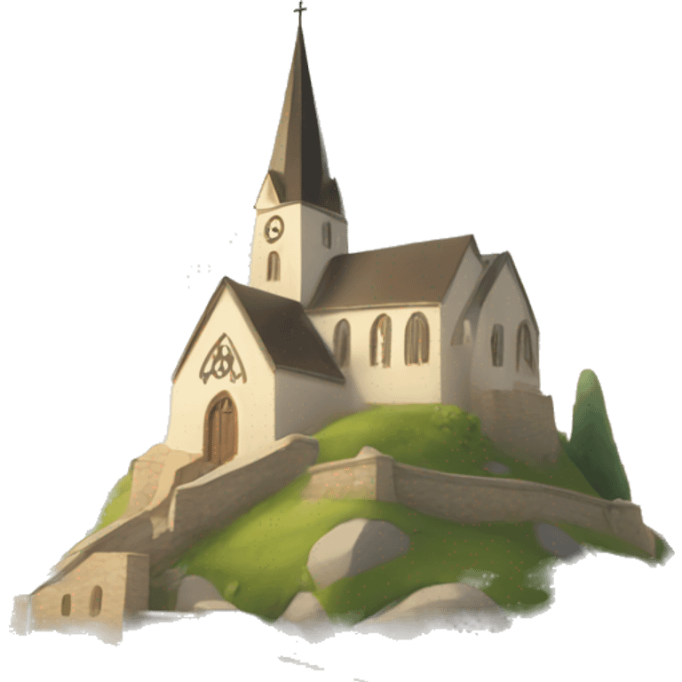 church and castle on hill emoji