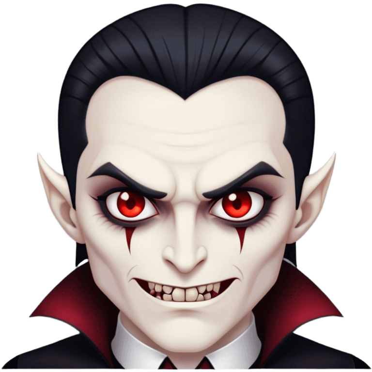 A vampire lord with hollow cheekbones, long black nails, and a cold, menacing smirk emoji