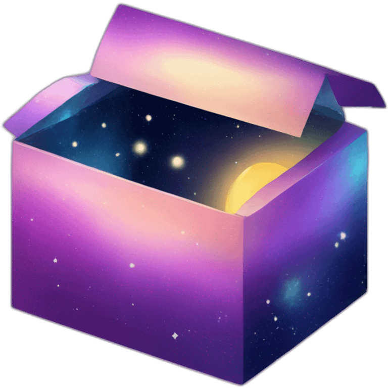 an open box with galaxy gradient and space design emoji