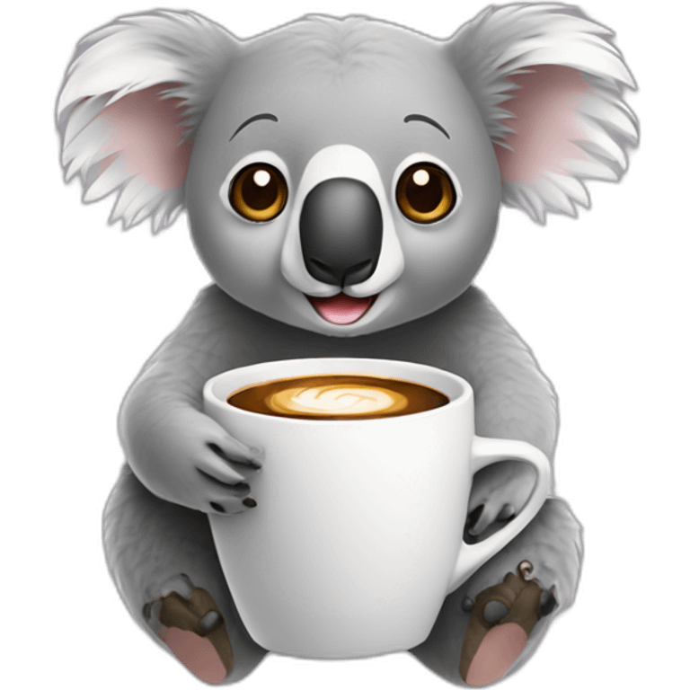 Koala with a cup of coffee emoji