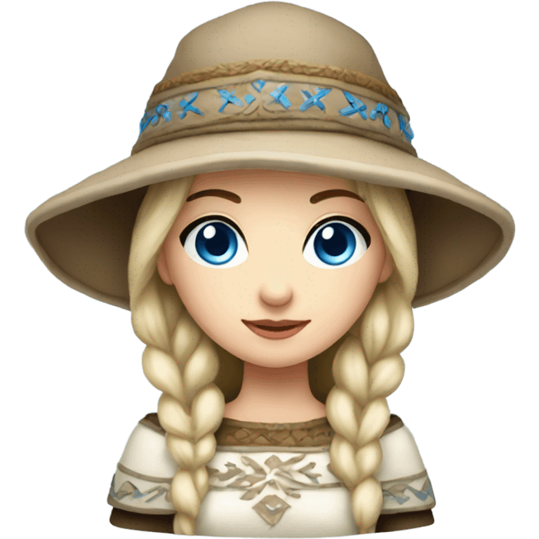 Winter Outfit, Slavic princess with a hat and blue eyes  emoji