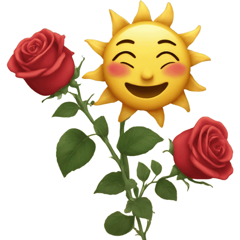 Sun holding roses emoji