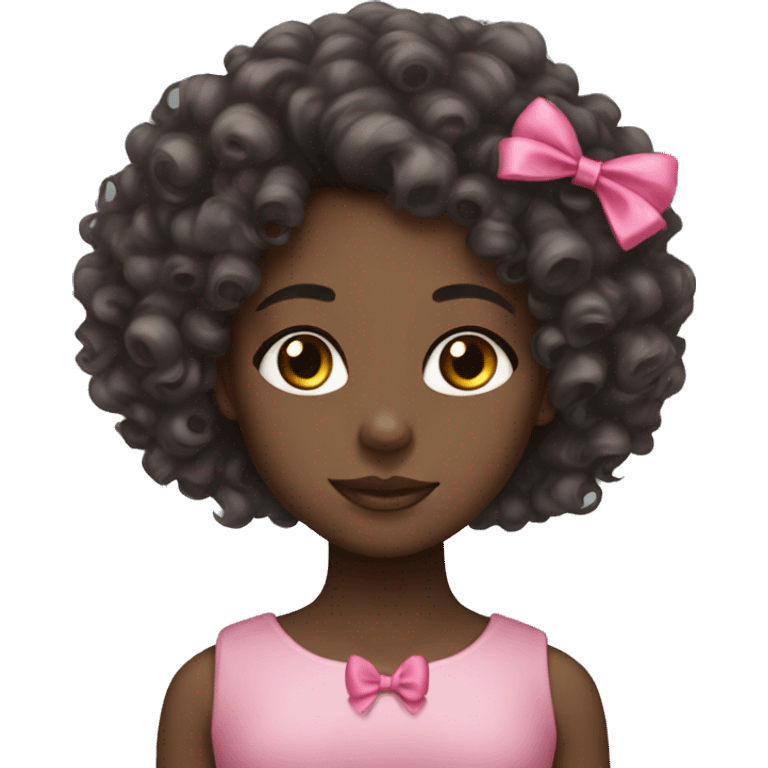 black girl curly hair pink bow emoji