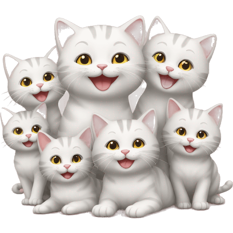 happy cat with seven kittens emoji