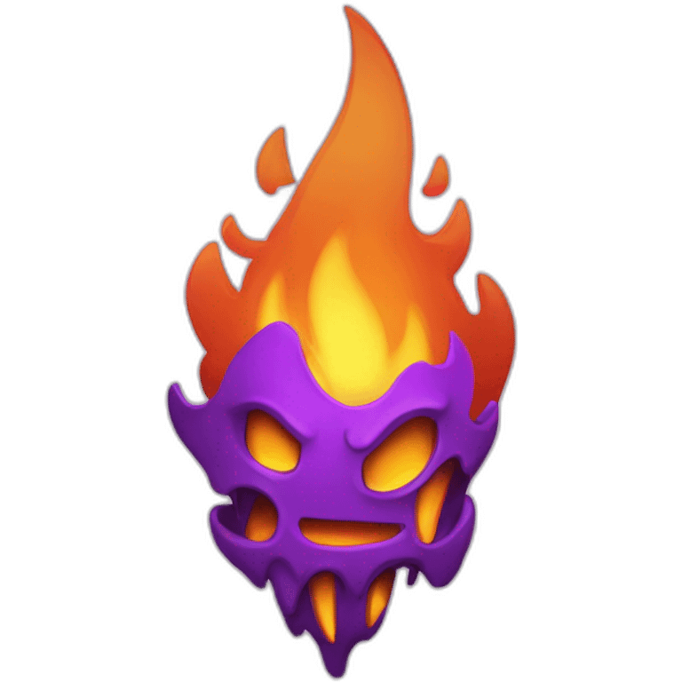 the word evil on fire in purple slowly changing int raid also in ourple emoji