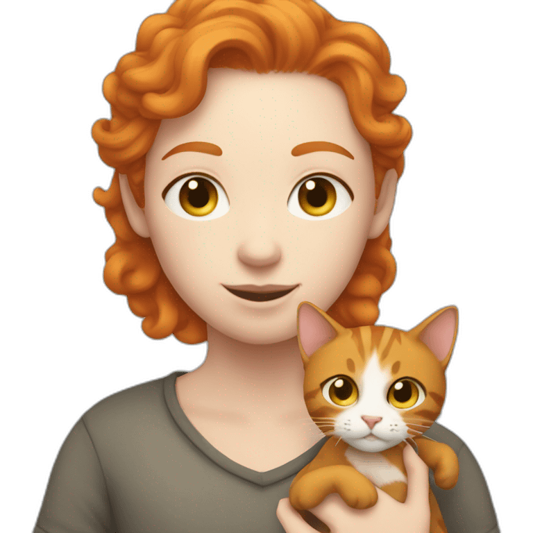 ginger non-binary holding a cat emoji