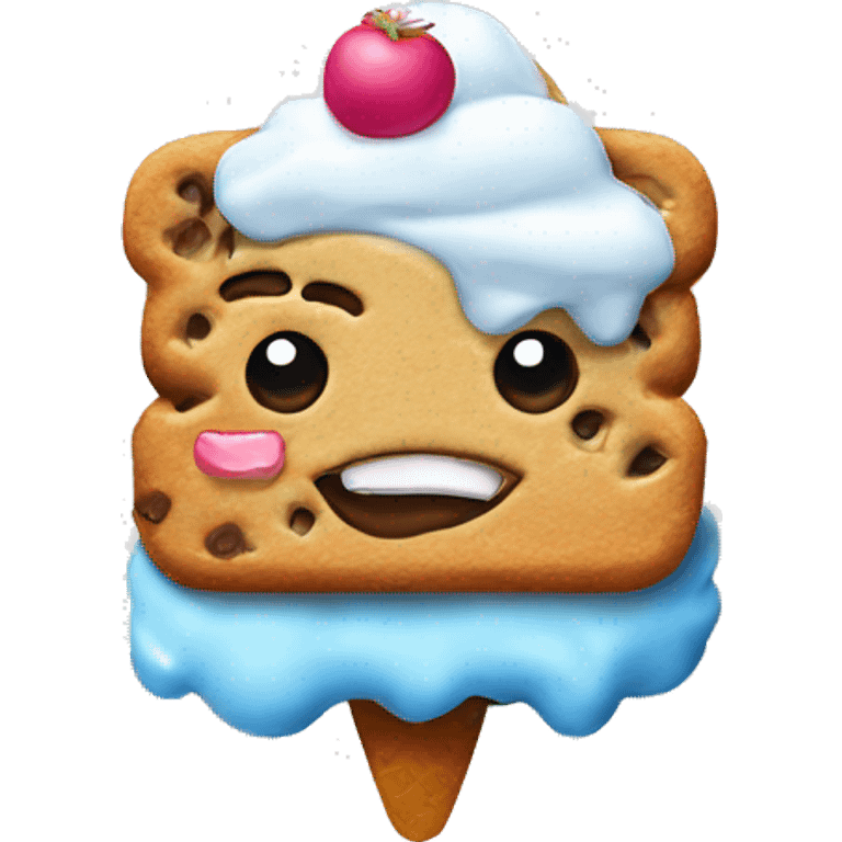 Ice cream cookie sandwich with face  emoji