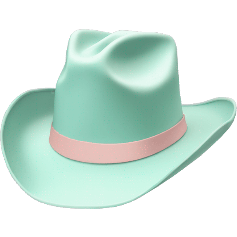 Pastel pink cowboy hat with sea foam coloured band emoji