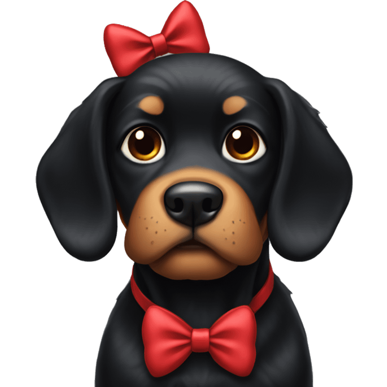 red bow black dog emoji