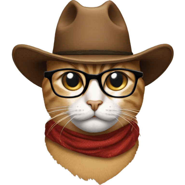 A cat with a cowboy hat and glasses on emoji