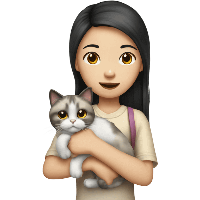 Chinese girl hand a Ragdoll cat  emoji