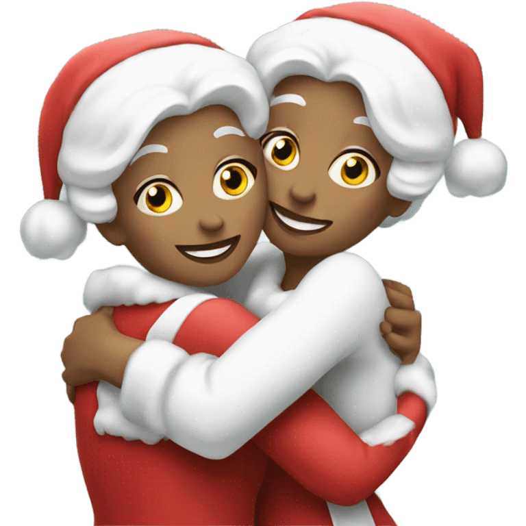 two white mrs claus hugging emoji