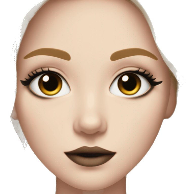 Girl with pale skin and black side park with eyeliner and lashes emoji