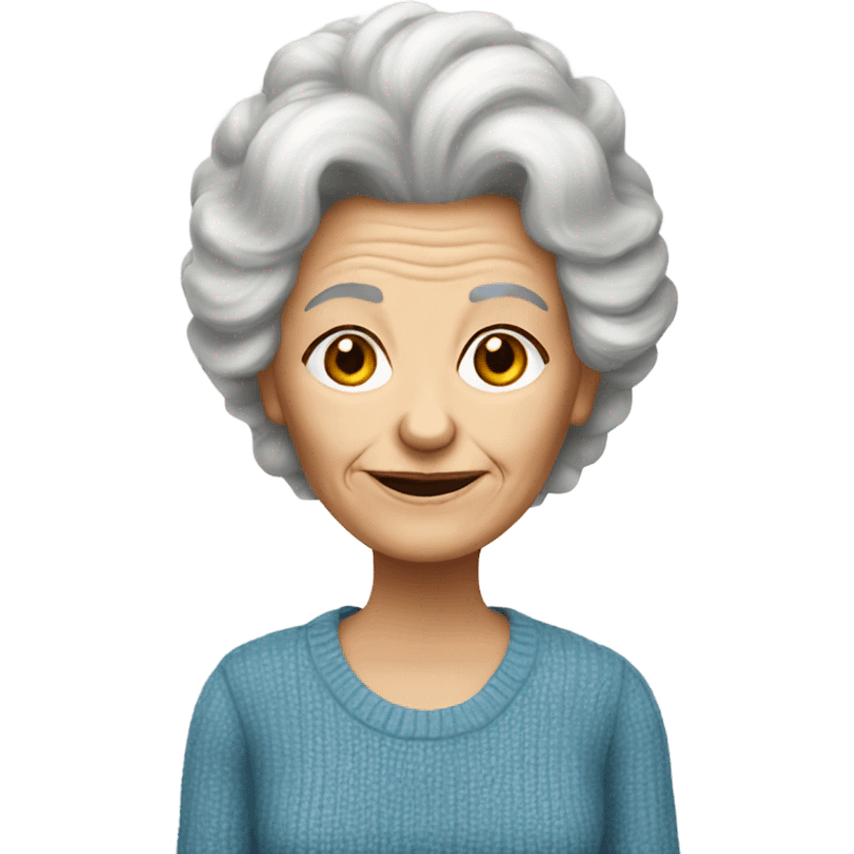 an elderly white woman with a fluffy hairstyle wearing a blue sweater emoji