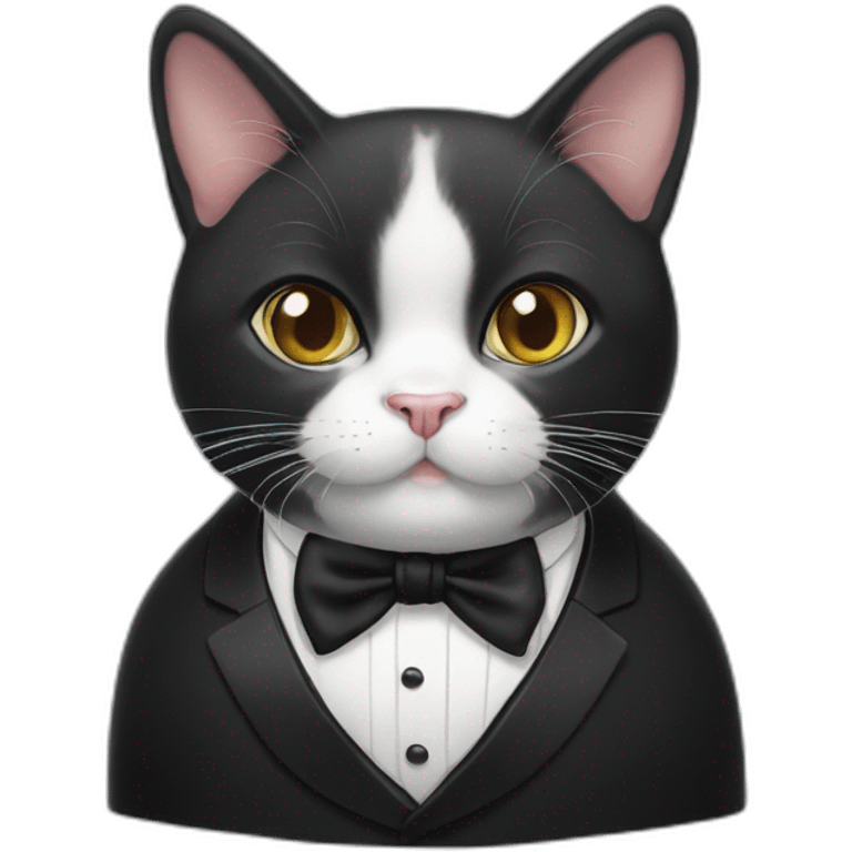 Black Tuxedo-Cat with white moustache Winston Churchill emoji