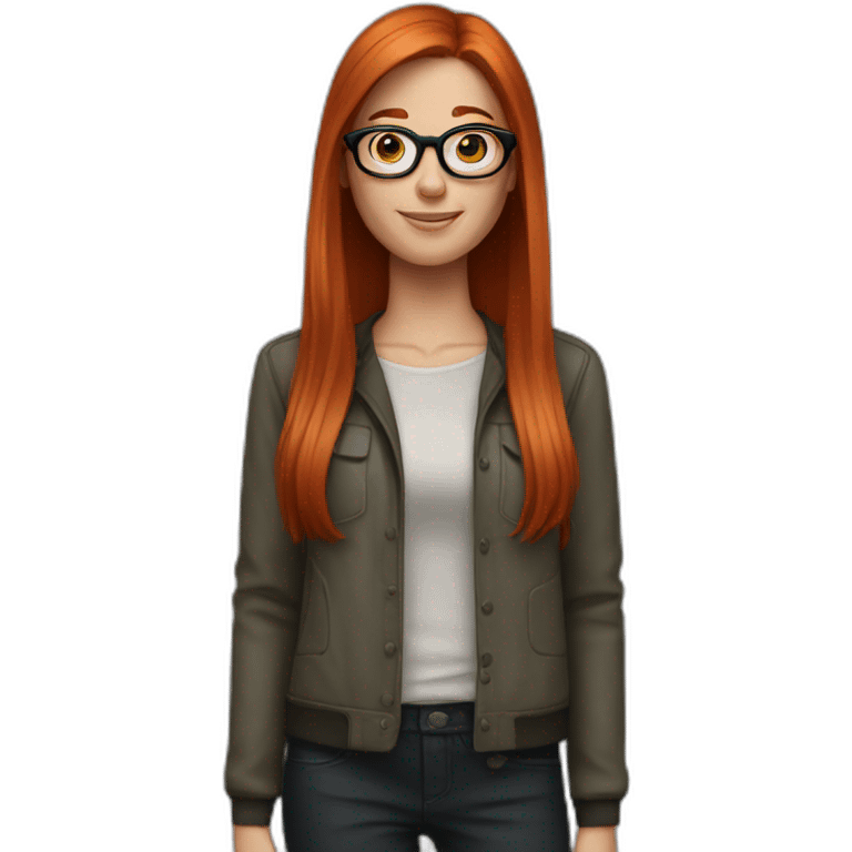 Redhead with freckles and straight hair and black glasses  emoji