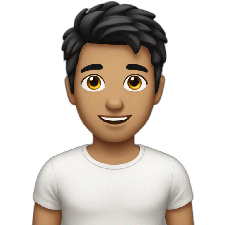 young Australian man, black hair, shaved emoji