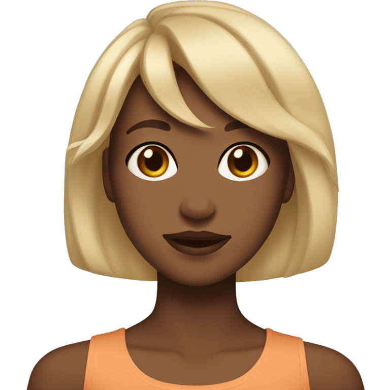 blonde girl with bangs brown skin emoji