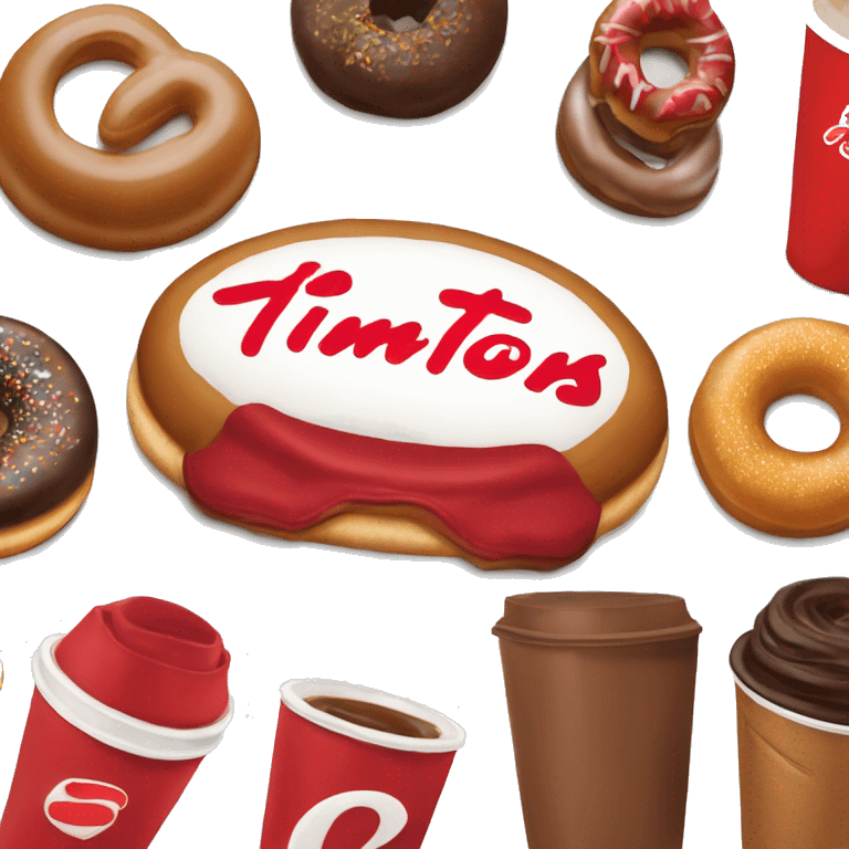 “Tim Hortons store with a red and white color scheme, featuring the classic Tim Hortons logo, a warm and welcoming design that represents a popular coffee and donut shop.” emoji