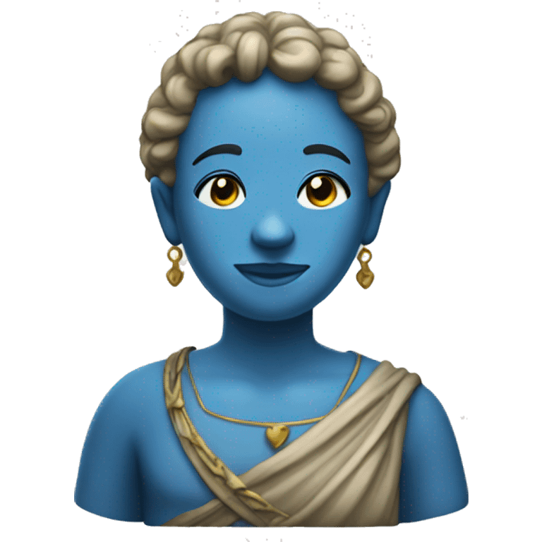 a blue muu statue that is smili emoji