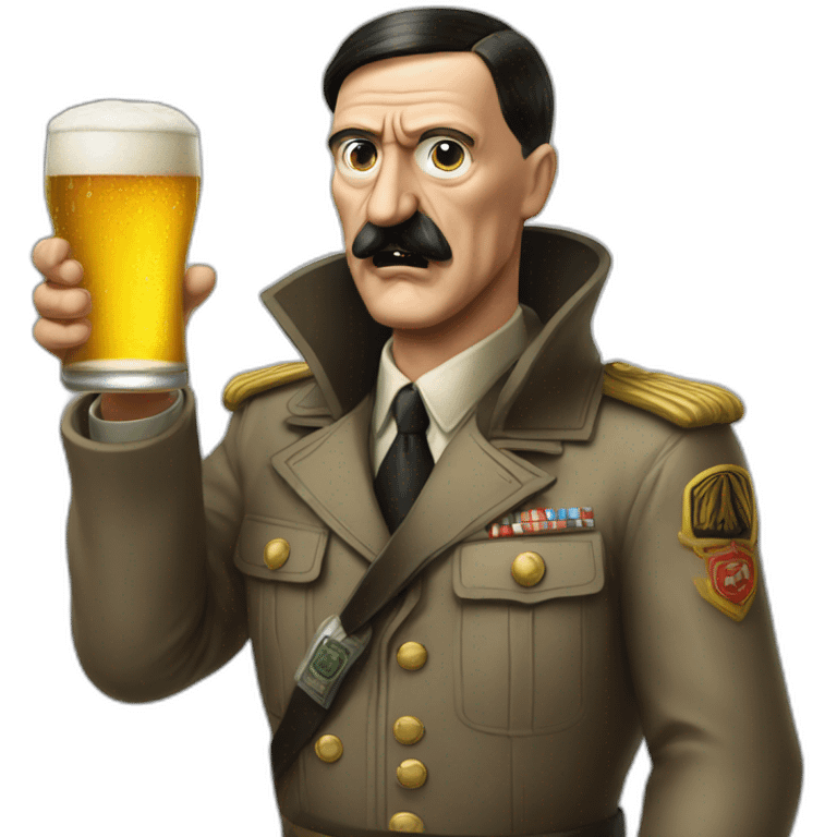 Hitler whit a alien who drink beer emoji