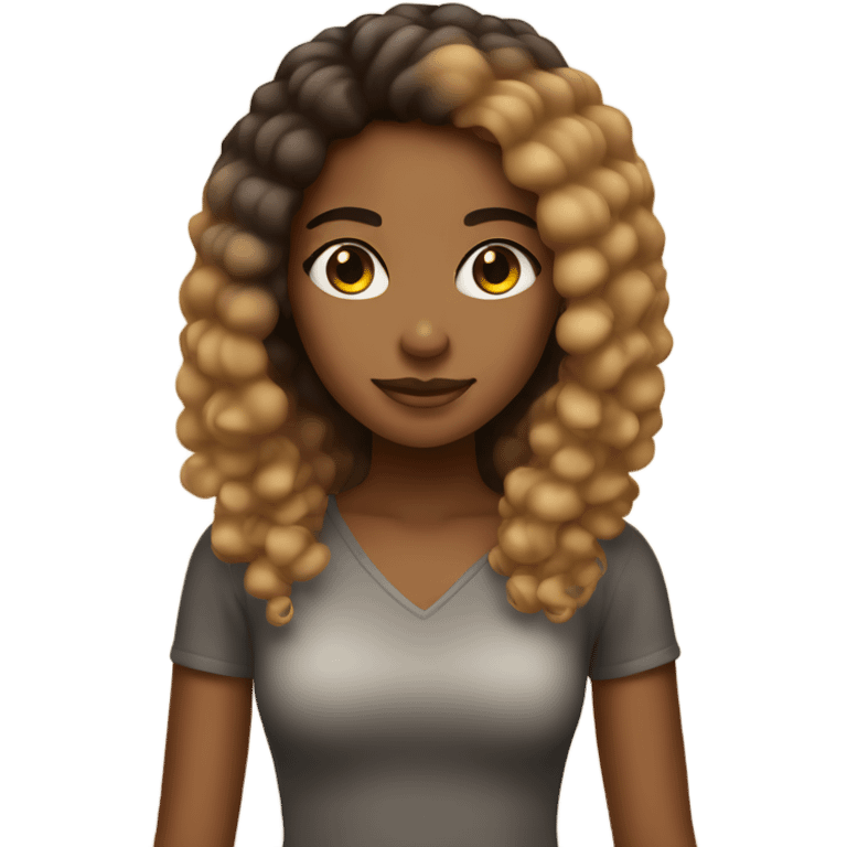 Tan girl with ombré afro emoji