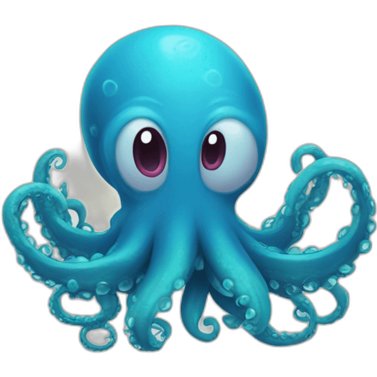 Cute blue kraken making hearts with tentacles emoji