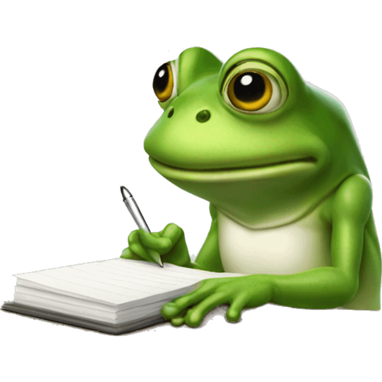 corpo frog taking down notes emoji