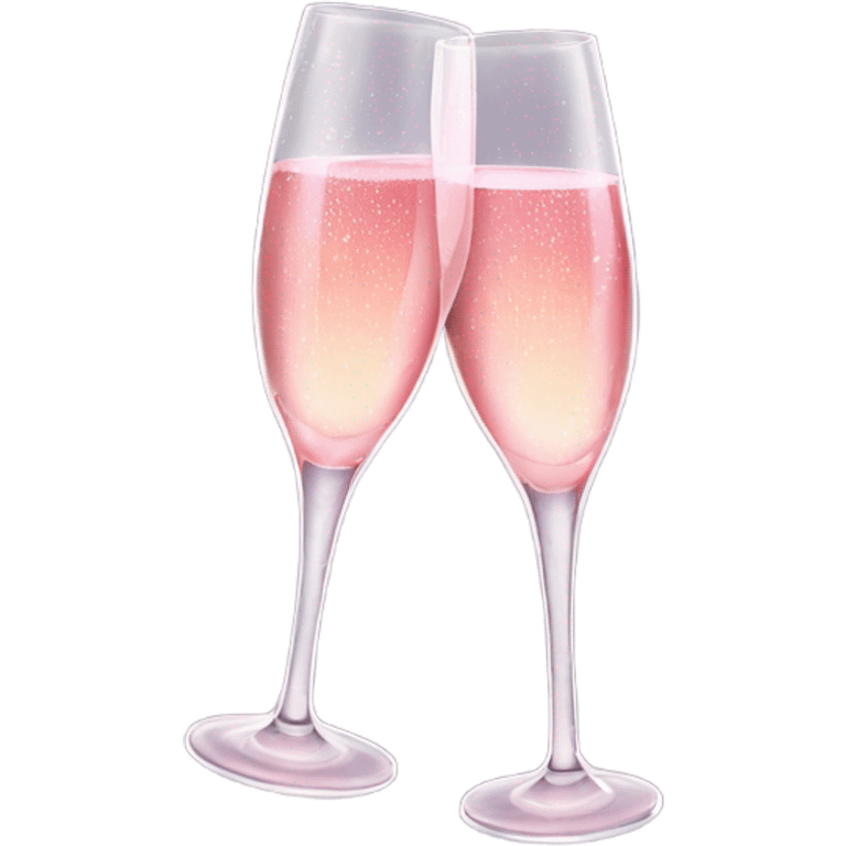 two clinking champagne glasses with sparkling rose emoji