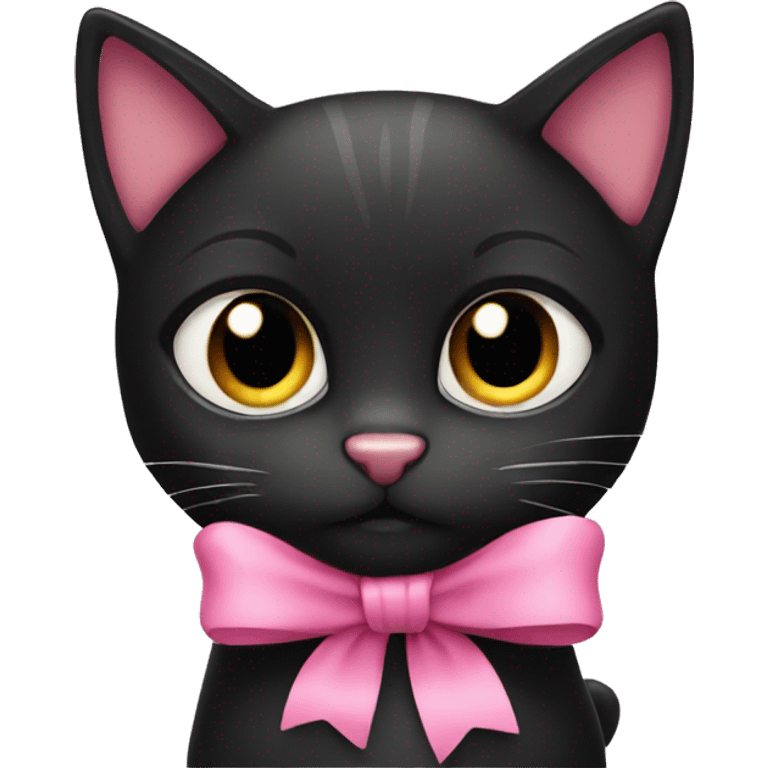 Black cat with pink bow emoji