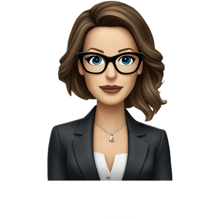 Realistic classy photo Kate Beckinsale blue eyes wearing glasses in a business meeting high fashion  emoji