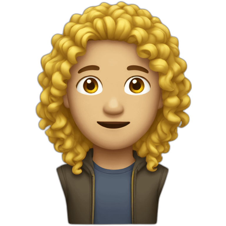 asian male with yellow curly long hair emoji