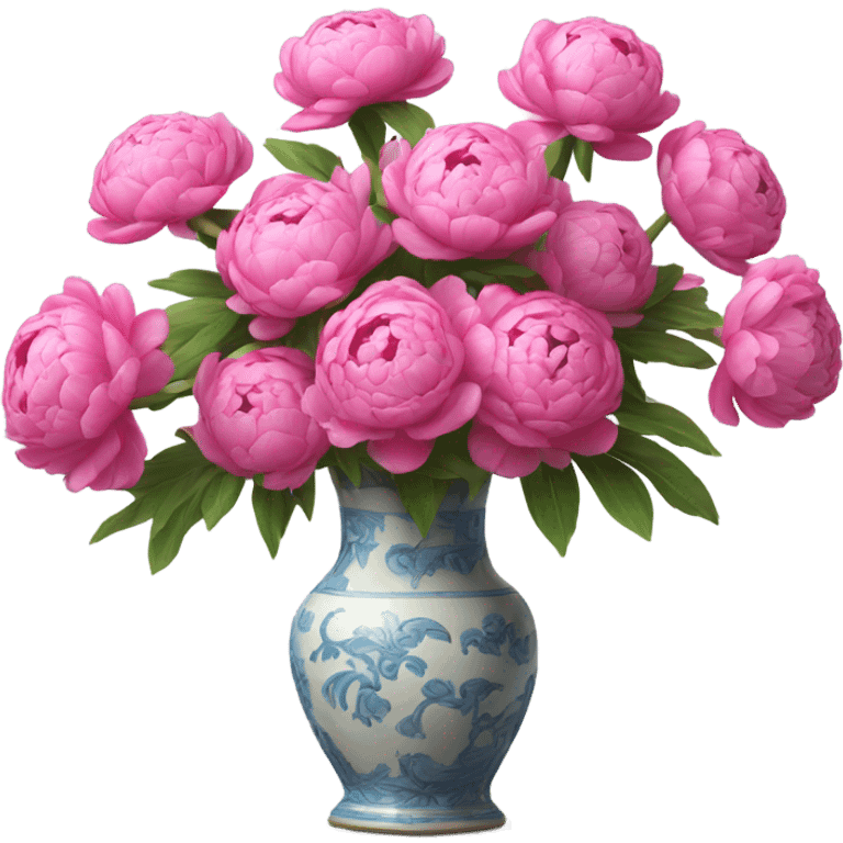 Realistic Bright pink pions in vase emoji