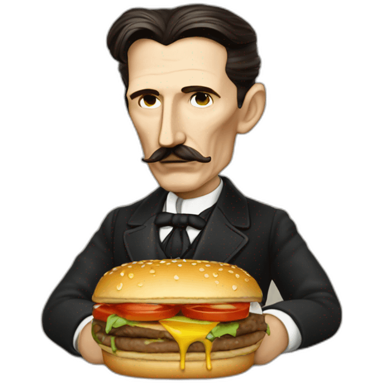 Nikola tesla eats hamburger emoji