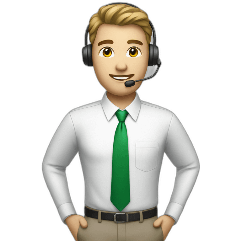 a call center operator in a white shirt with a green tie  emoji