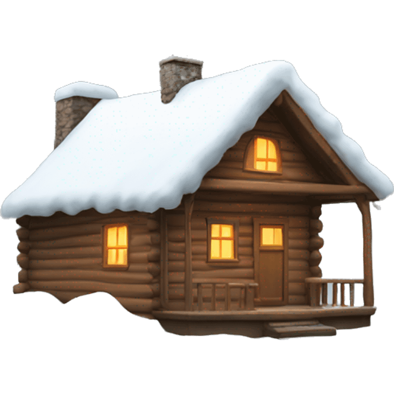 Cabin with snow and smoke emoji