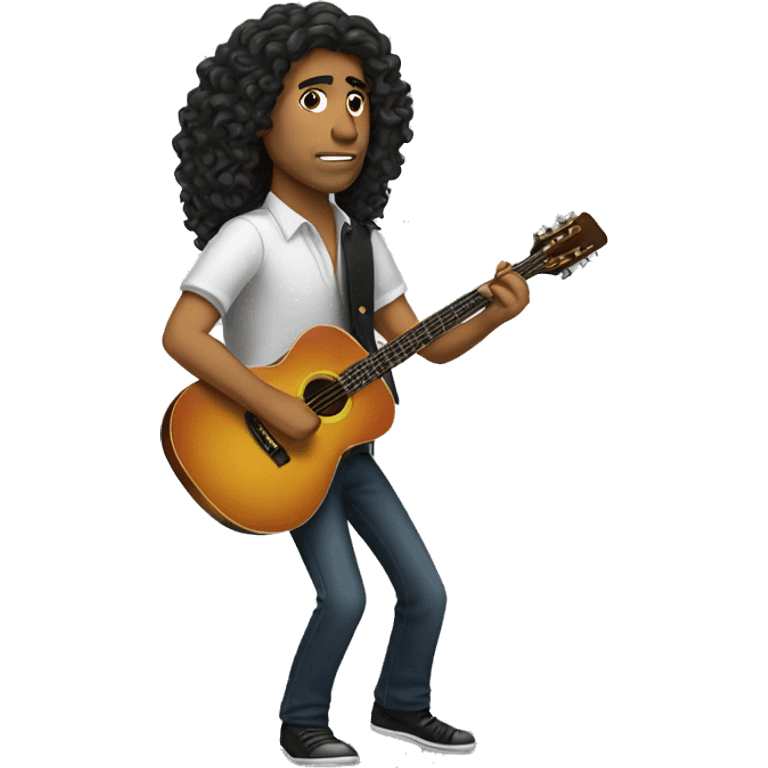 hispanic man with long curly hair playing guitar emoji