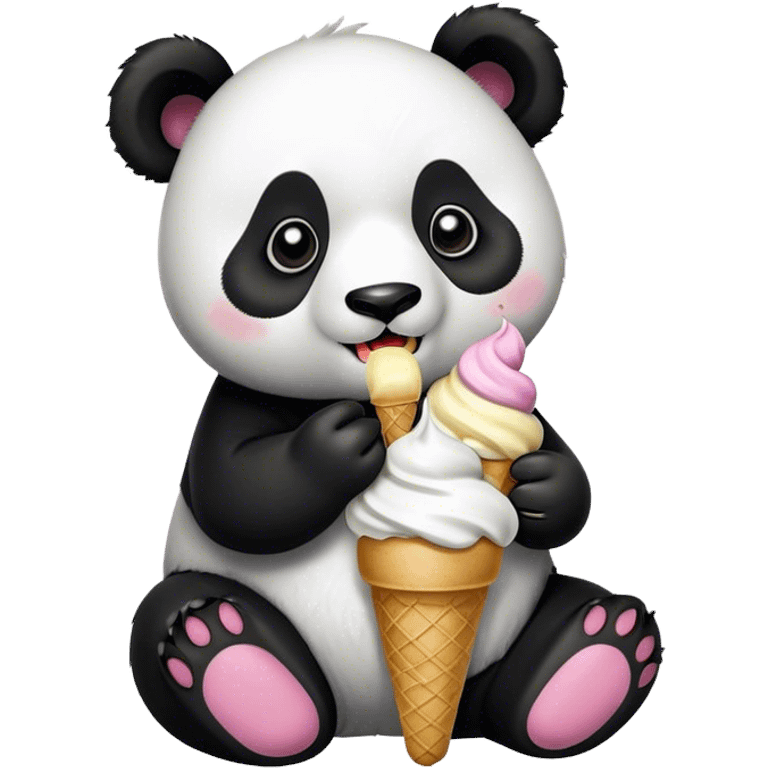 Panda eating ice cream emoji