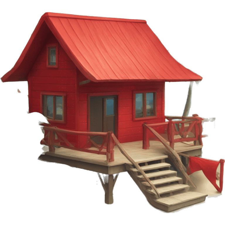 Beautiful tropical Maldives island with a beautiful red house emoji