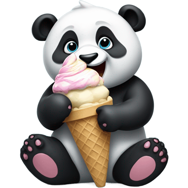 Panda eating ice cream emoji