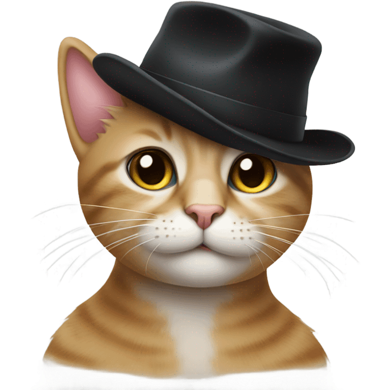 Cat with a hat that is black  emoji